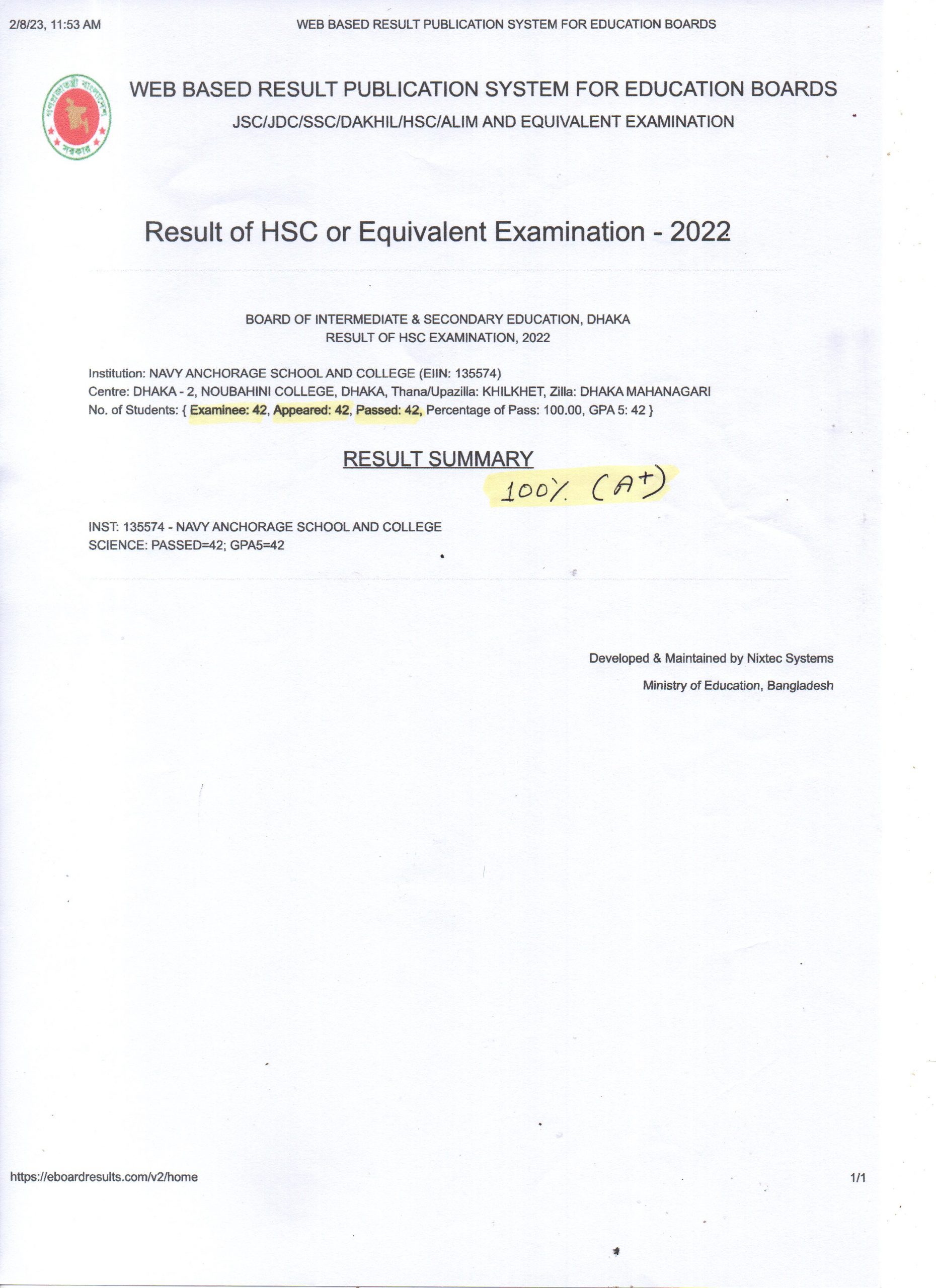 result-of-hsc-examination-2022